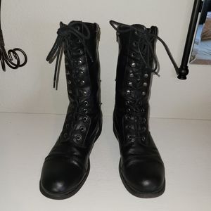 Madden Girl womens 9.5 black leather combat boots